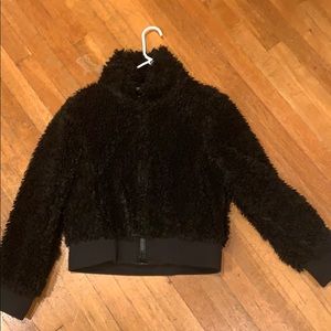 Zara black fluffy fleece jacket